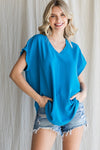 Cap Sleeve Raw Edge Top
