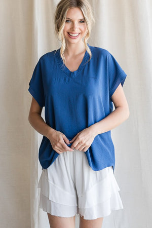 Cap Sleeve Raw Edge Top