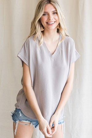 Cap Sleeve Raw Edge Top