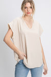 Cap Sleeve Raw Edge Top
