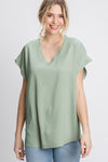 Cap Sleeve Raw Edge Top