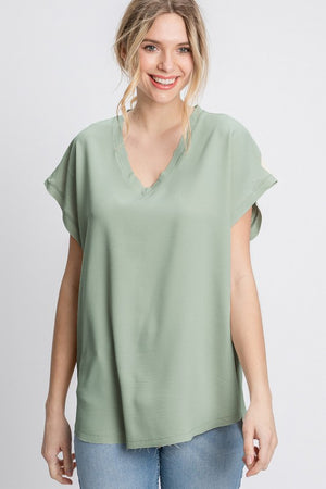 Cap Sleeve Raw Edge Top