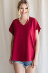 Cap Sleeve Raw Edge Top
