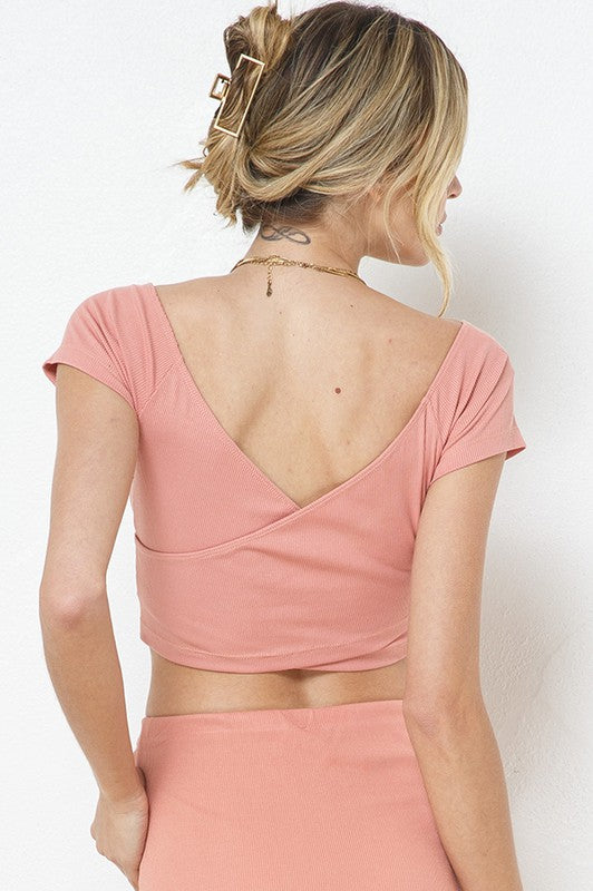 Surplice Ribbed Crop Top