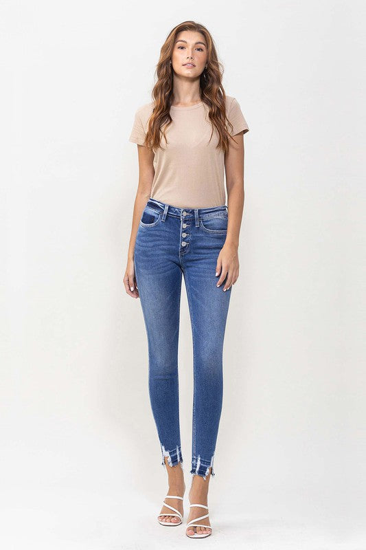 Ellerby Button Fly Mid Rise Crop Skinny Jeans