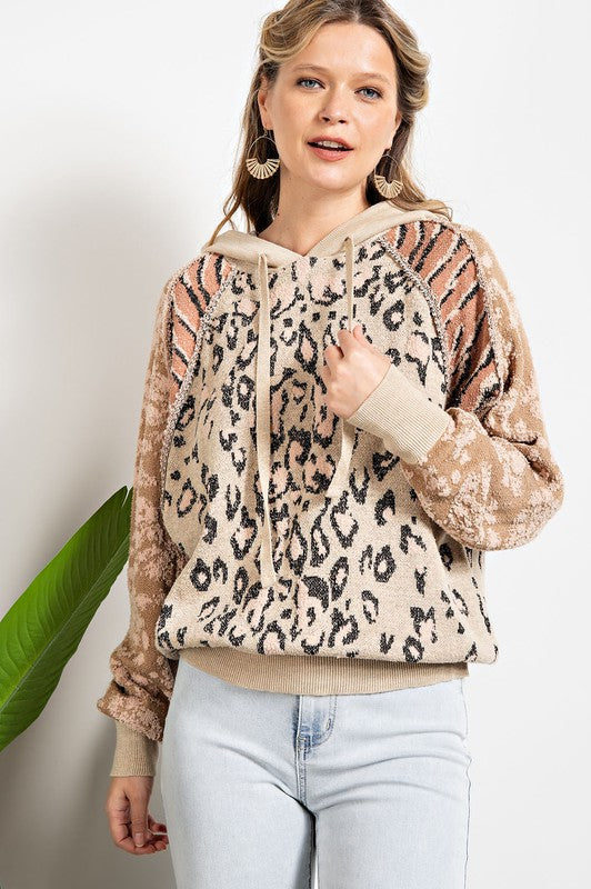 Animal Pattern Hoodie Sweater Top