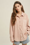 Corduroy Button Front Shirt Jacket