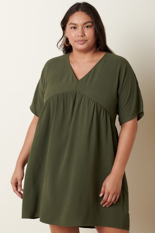 Plus Airflow Solid Babydoll Dress