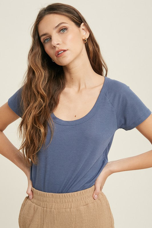 Ribbed Round Neck Top