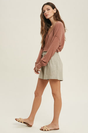Mini Rib Half Button Top