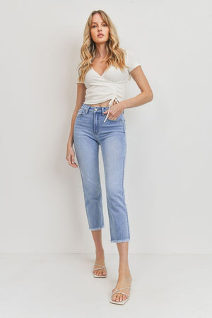 Clean Straight Fray Hem Jeans