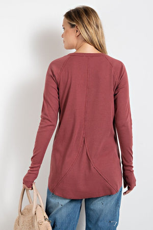 Thumb Hole Solid Knit Top