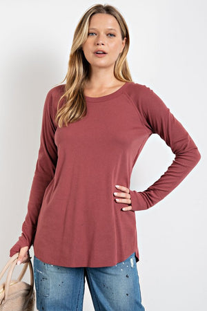 Thumb Hole Solid Knit Top