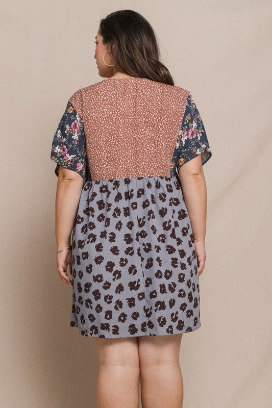 Plus Multi Print Dress