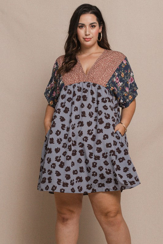 Plus Multi Print Dress