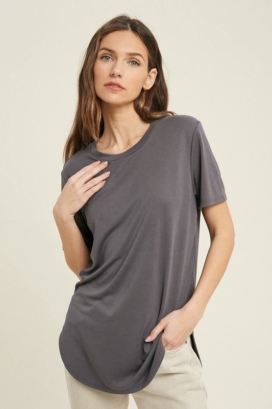 Rounded Hem Modal Top