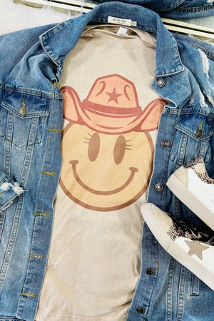 Happy Cowboy Smiley Face Graphic Tee