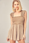 Smocked Shoulder Straps Romper