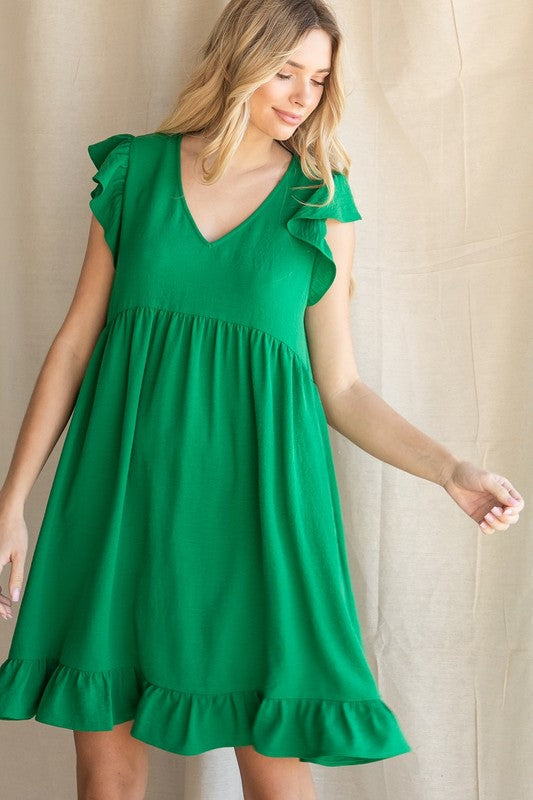 Cap Sleeve Solid Babydoll Dres