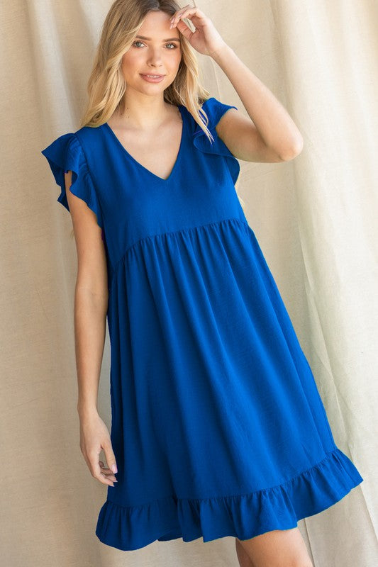 Cap Sleeve Solid Babydoll Dres