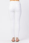 White Mid Rise Destroyed Skinny Jeans