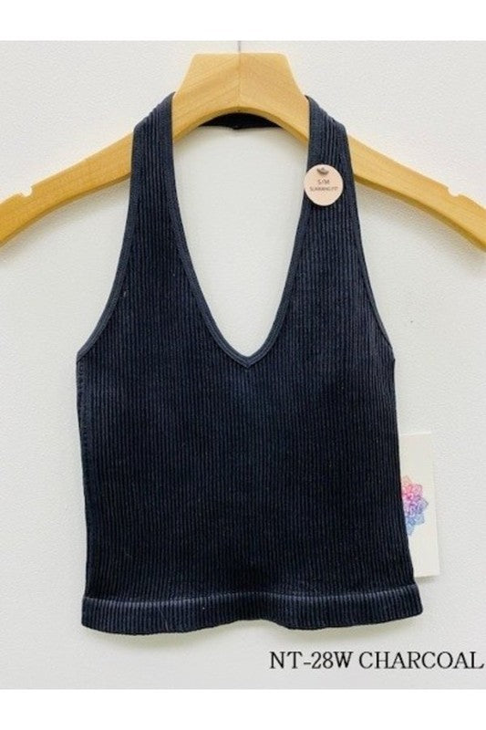 Halter Mineral Wash Tank Top