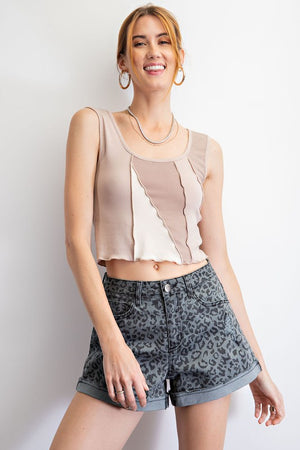 Colorblock Knit Crop Top