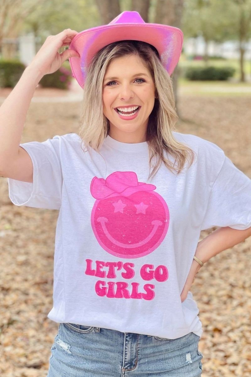 Let's Go Girls Smiley Face Graphic Tee