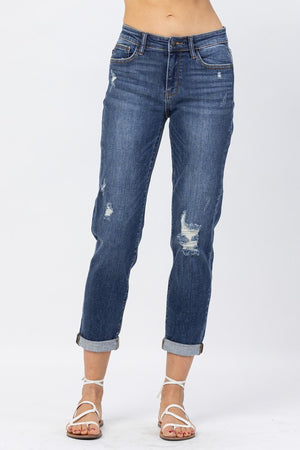 Phoebe Mid Rise Distressed Slim Fit Jeans