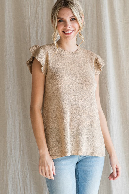 Ruffle Cap Sweater Top