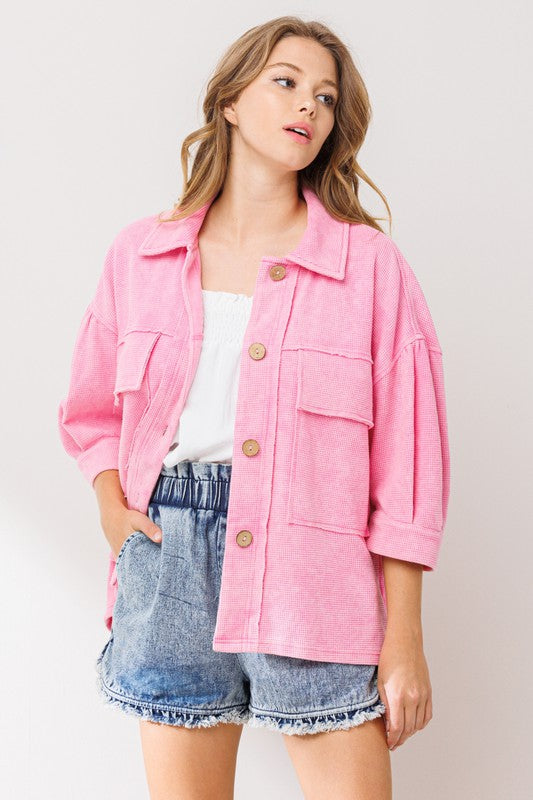 Button Up Waffle Top
