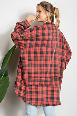 Oversized Washed Flannel Shirt