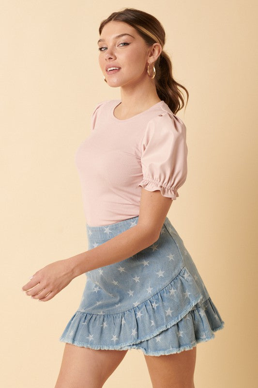 Pleather Puff Sleeve Top