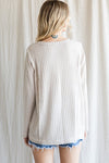 Ribbed LS VNeck Top