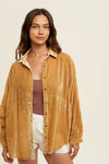 Velvet Oversized Button Up Shirt