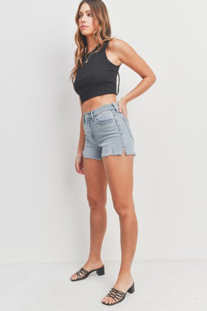 HR Hem Slit Denim Shorts