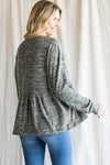 Melange Half Button Babydoll Top
