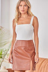 Faux Leather Slit Skirt