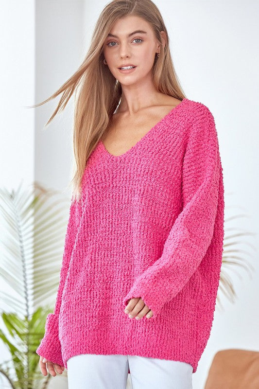 Soft Popcorn VNeck Sweater