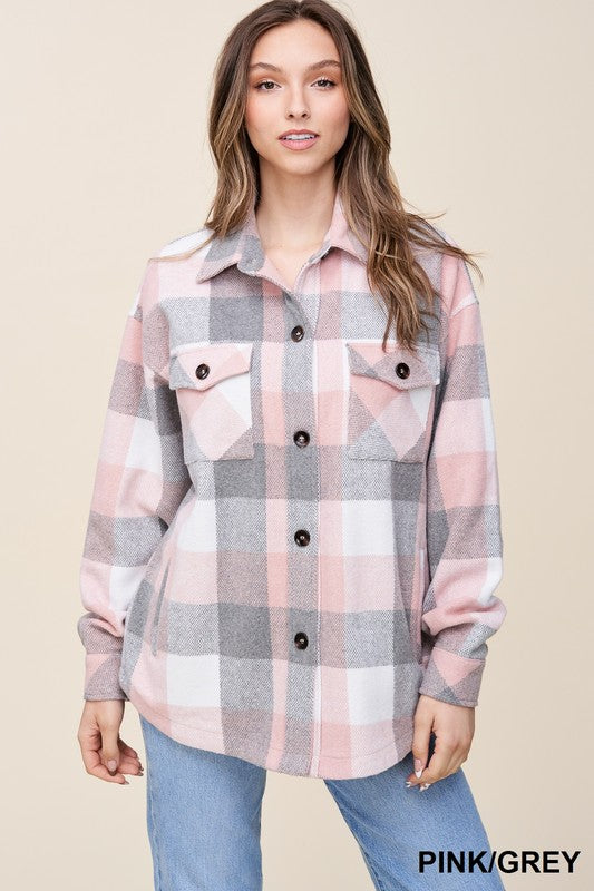 Button Up Plaid Shacket