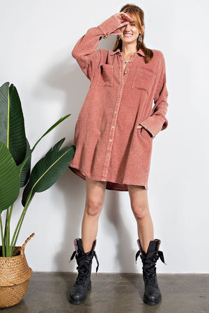 Plus LS Cotton Gauze Button Up Tunic