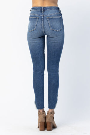 Slit Hem HW Skinny Jeans