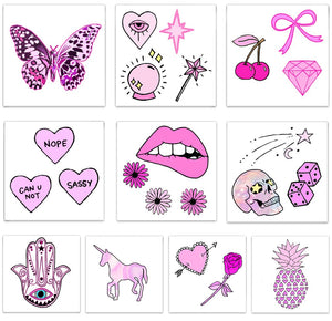 Inked Temporary Tattoos - Pretty in Pink Finger Tats - Free Souls Boutique