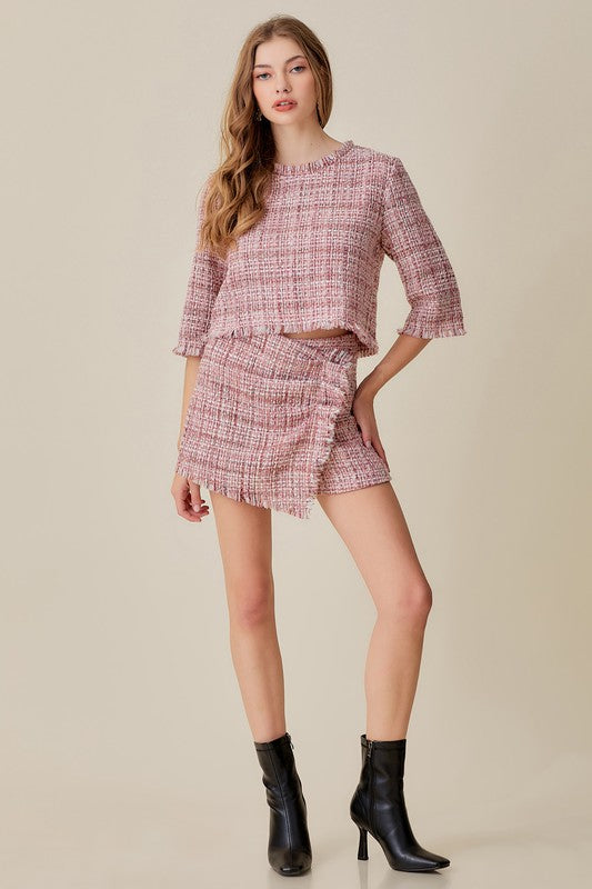 Wrap Style Tweed Skort