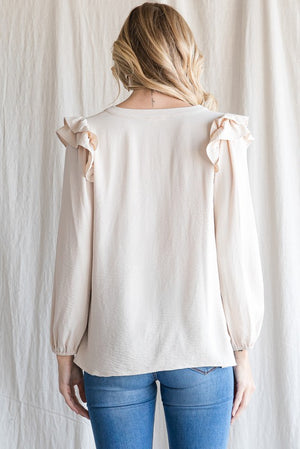 Ruffle Shoulder LS Top