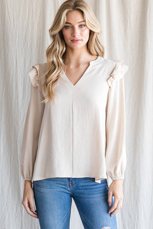 Ruffle Shoulder LS Top