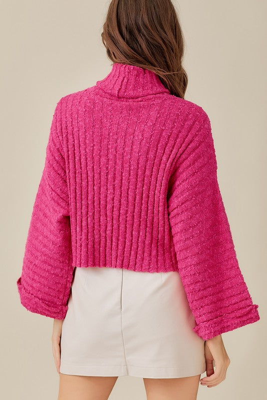 Wide Sleeve Rib Turtleneck Sweater