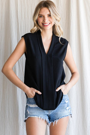 Sleeveless Vertical Trim Top