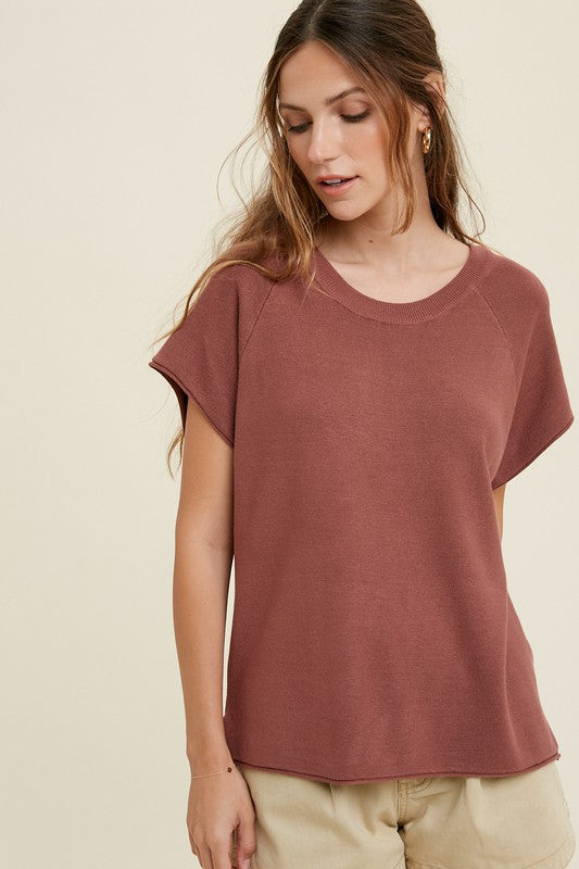 Cap Sleeve Solid Sweater
