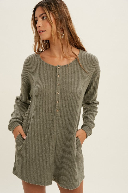 LS Waffle Knit Romper